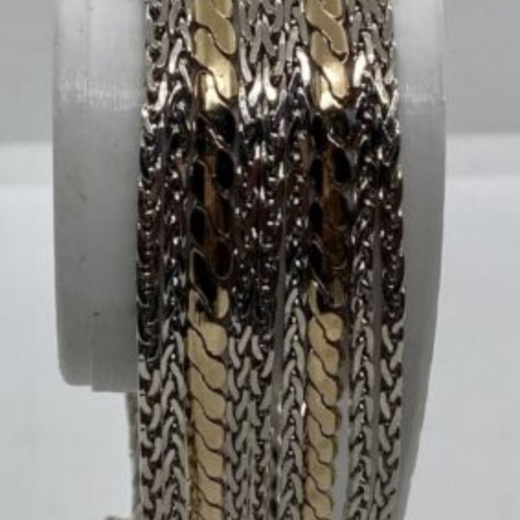 Geneva Watch Wide Silver/Gold Multi Chain Band -  7.25"  -  NWOT- New Ba… - Picture 2 of 4